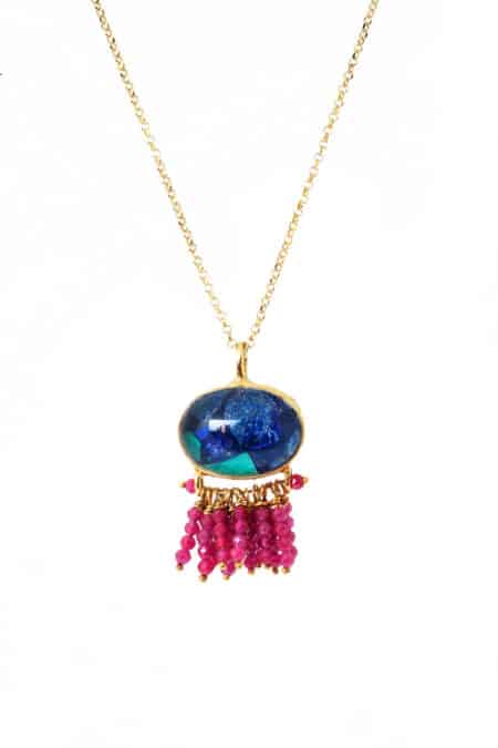 Azurite gold plated silver necklace main