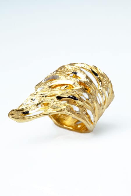 Χειροποίητα κοσμήματα | Ασημένιο επιχρυσωμένο δαχτυλίδι με διαμαντάρισμα main