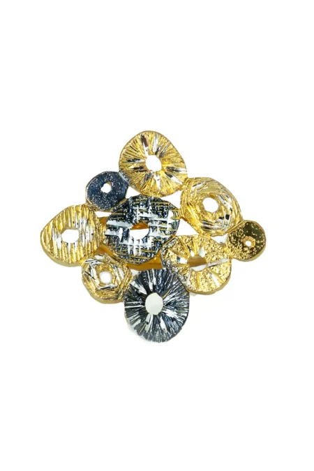 Χειροποίητα κοσμήματα | Επίχρυσο ασημένιο δαχτυλίδι με διαμαντάρισμα και λεπτομέρεια με μαύρη επιπλατίνωση gallery 1