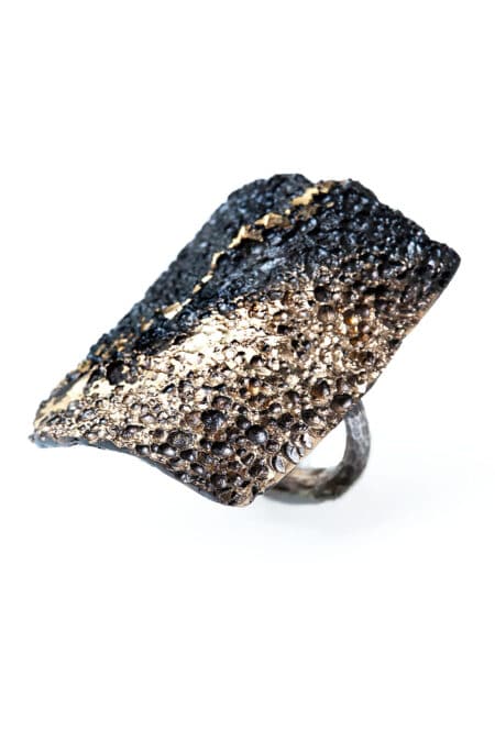 Χειροποίητα κοσμήματα | Δαχτυλίδι από ορείχαλκο και ασήμι με χρωματιστή πατίνα main