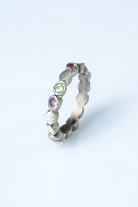 Oxidized silver ring with tourmaline gallery 1