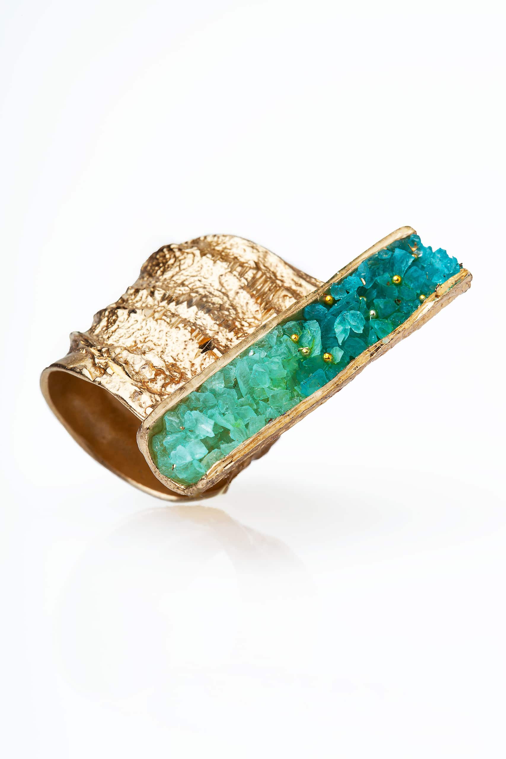 Χειροποίητα κοσμήματα | Δαχτυλίδι με χρωματιστή πατίνα και θρυμματισμένους κρυστάλλους main