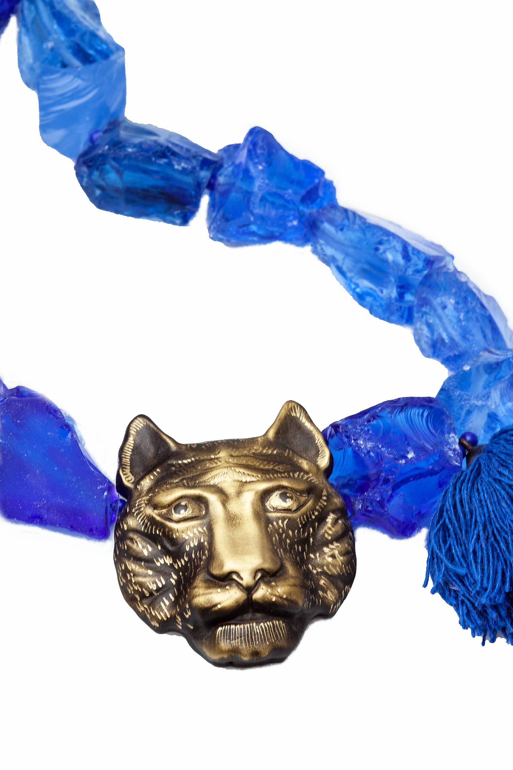 Χειροποίητα κοσμήματα | Κολιέ από χαραγμένο ορείχαλκο με μπλε χαλαζία gallery 1