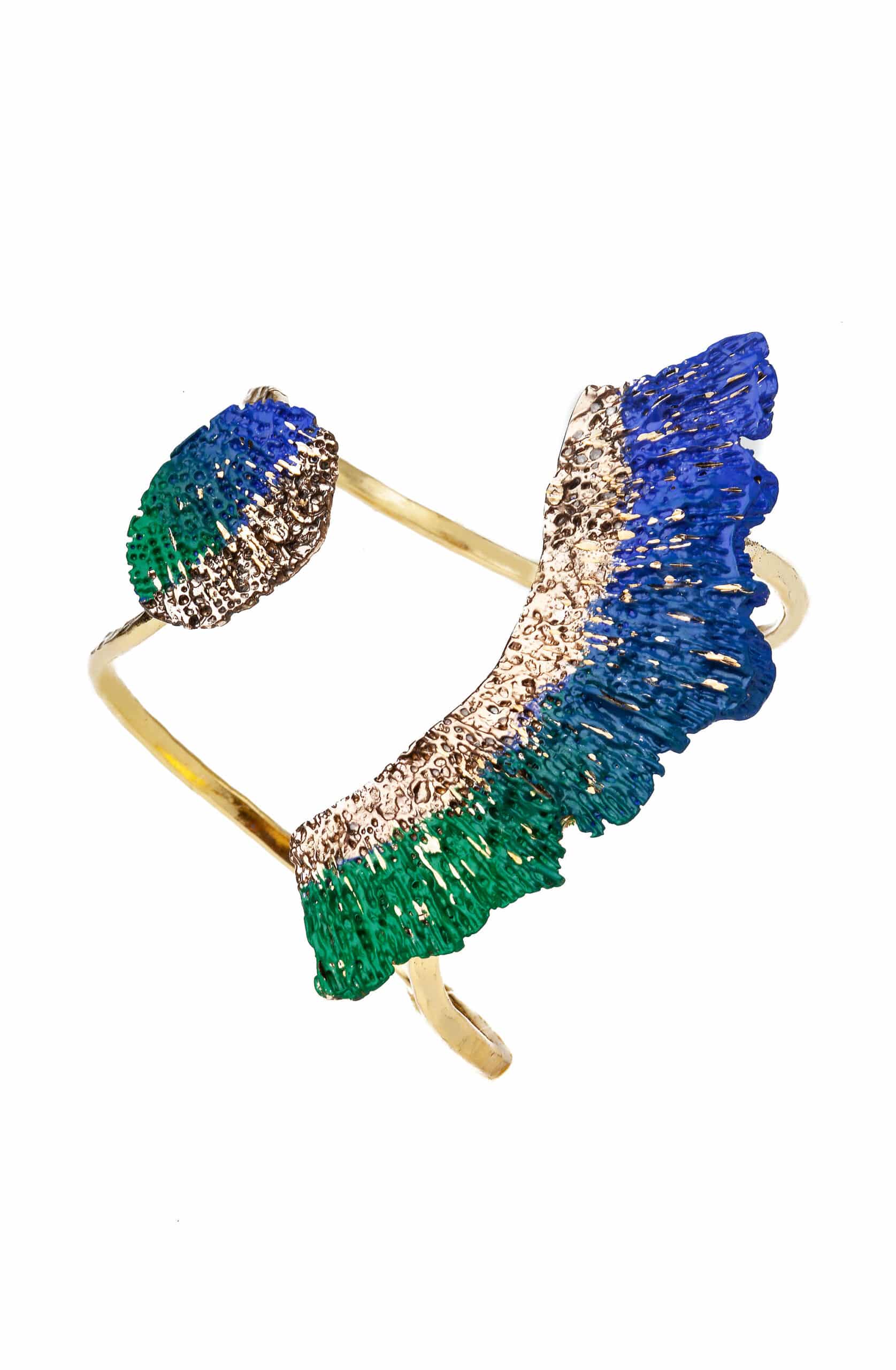 Χειροποίητα κοσμήματα | Βραχιόλι γοργονοουρά από επιχρυσωμένο ορείχαλκο με χρωματιστή πατίνα gallery 1