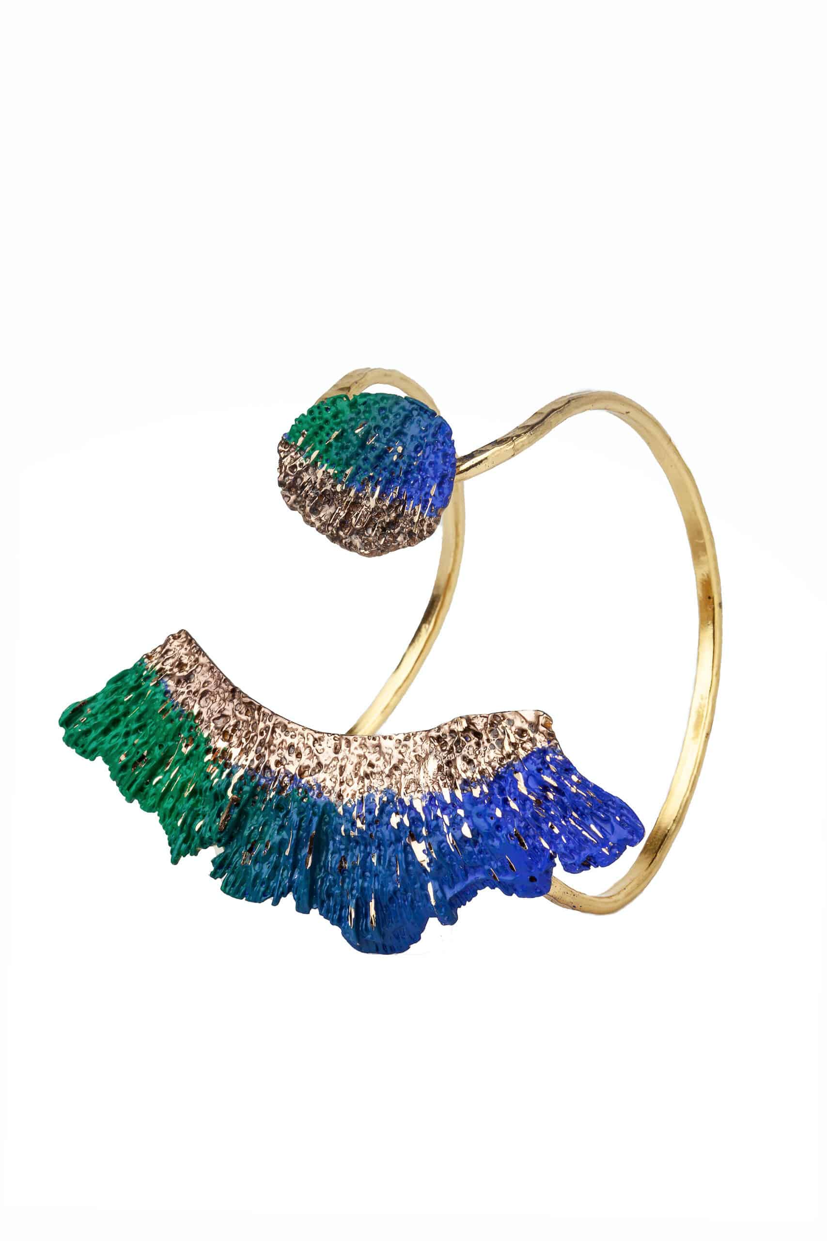 Χειροποίητα κοσμήματα | Βραχιόλι γοργονοουρά από επιχρυσωμένο ορείχαλκο με χρωματιστή πατίνα gallery 2