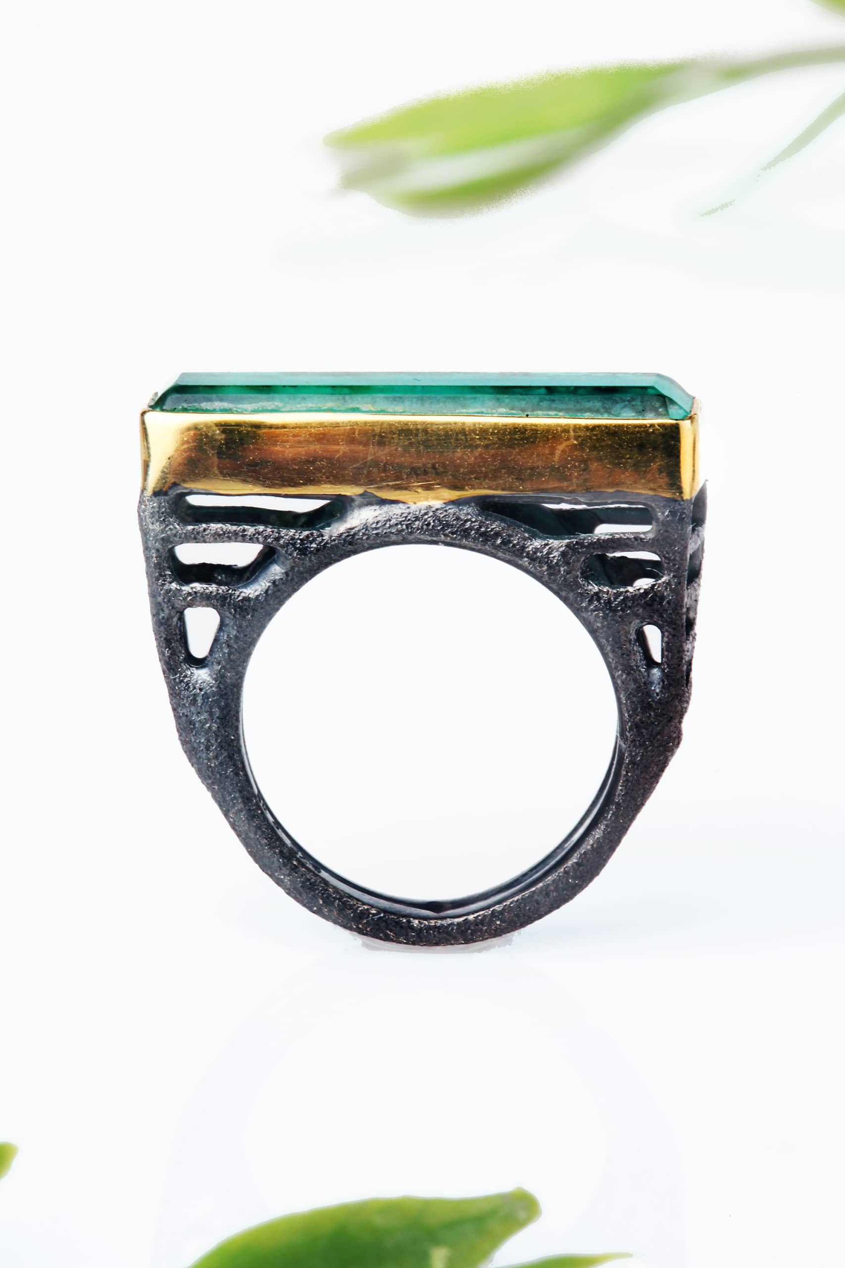 Ασημένιο δαχτυλίδι με μαύρη επιπλατίνωση και aquaprase gallery 3