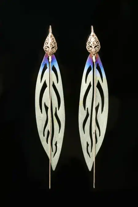 Εντυπωσιακά σκουλαρίκια από τιτάνιο και επίχρυσο ασήμι gallery 1