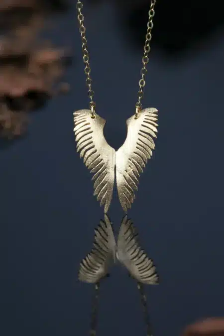 Ασημένιο κολιέ φτερά αγγέλου με επιχρύσωση main