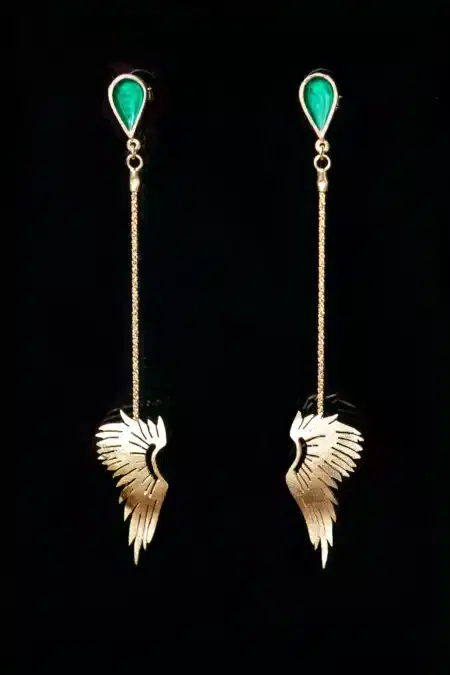 Χειροποίητα κοσμήματα | Ασημένια σκουλαρίκια φτερά αγγέλου με επιχρύσωση gallery 2