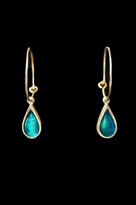 Χειροποίητα κοσμήματα | Ασημένιοι επιχρυσωμένοι κρίκοι σταγόνες με σμάλτο gallery 1
