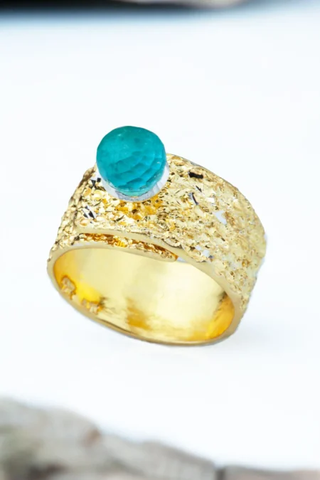 Χειροποίητα κοσμήματα | Επιχρυσωμένο ασημένιο δαχτυλίδι με διαμαντάρισμα και κρύσταλλο main