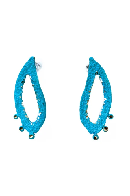 Χειροποίητα κοσμήματα | Σκουλαρίκια από ορείχαλκο με χρωματιστή πατίνα και ασημένια κουμπώματα main