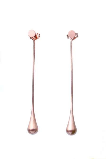 Σταγόνες σκουλαρίκια από ορείχαλκο με ροζ επιχρύσωση main
