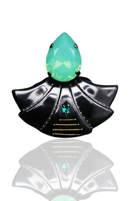 Χειροποίητα κοσμήματα | Δαχτυλίδι από ορείχαλκο με μαύρη επιπλατίνωση και πράσινα Swarovski main