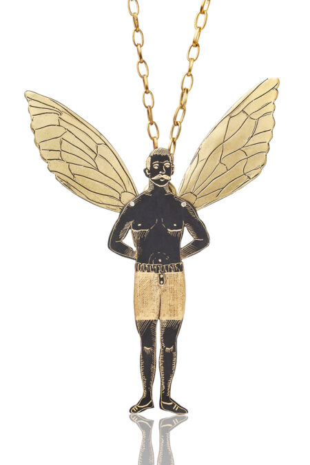 Handmade Jewellery | Sailor angel engraved bronze brooch and necklace gallery 3