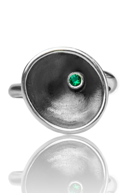 Ασημένιο δαχτυλίδι με πράσινο αχάτη gallery 1