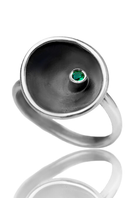 Ασημένιο δαχτυλίδι με πράσινο αχάτη main