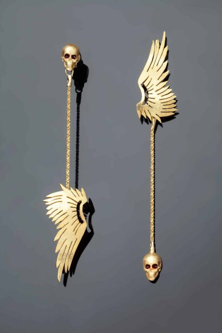 Ασημένια σκουλαρίκια φτερά αγγέλου με επιχρύσωση gallery 3