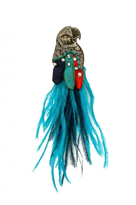 Παπαγάλος χαραγμένη καρφίτσα με υφάσματα main