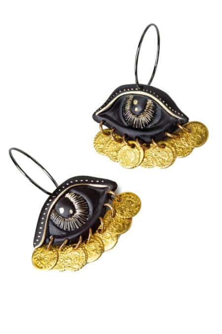 Χειροποίητα κοσμήματα | Μάτια χαραγμένα σκουλαρίκια από ορείχαλκο και ασήμι gallery 1