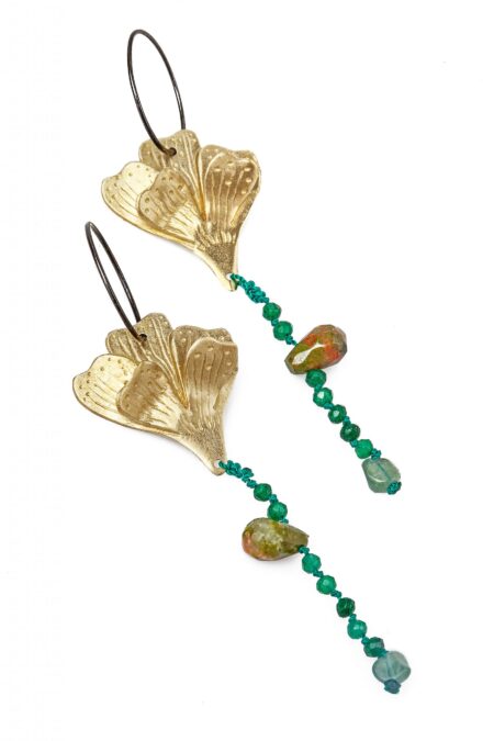 Χειροποίητα κοσμήματα | Λουλούδια χαραγμένα σκουλαρίκια από ορείχαλκο και ασήμι gallery 1