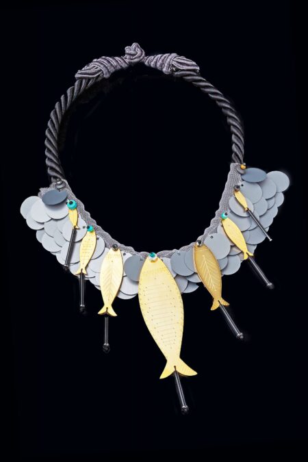 Χειροποίητα κοσμήματα | Ψάρια επιχρυσωμένο κολιέ από ορείχαλκο gallery 3