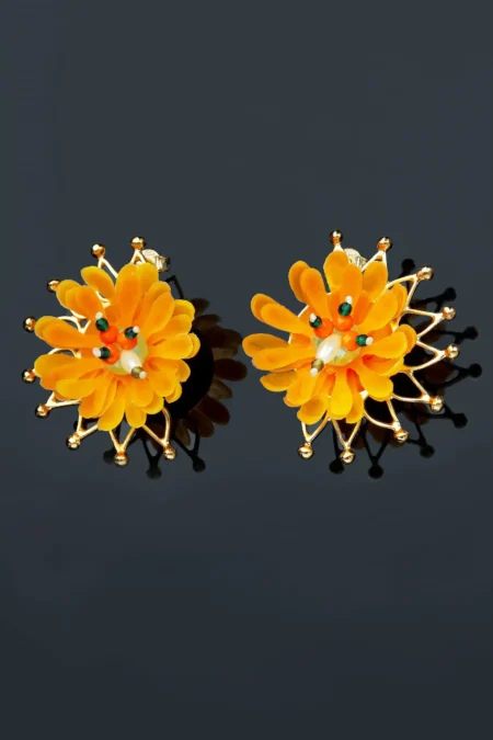 Λουλούδια επίχρυσα σκουλαρίκια από ορείχαλκο main