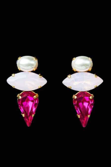 Χειροποίητα κοσμήματα | Swarovski σκουλαρίκια με μαργαριτάρια από επίχρυσο ορείχαλκο και ασήμι gallery 1
