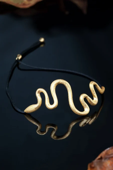 Snake gold plated silver bracelet gallery 1