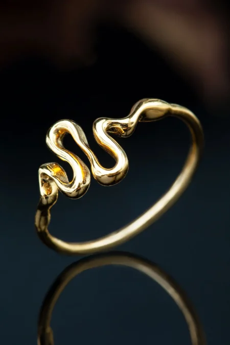 Snake minimal gold plated silver ring main