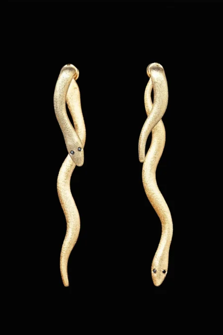 Snakes unique gold plated silver earrings main