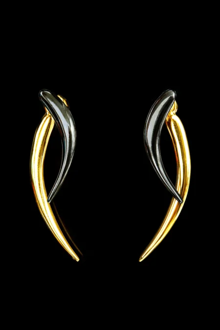 Minimal gold and black rhodium plated silver earrings gallery 1