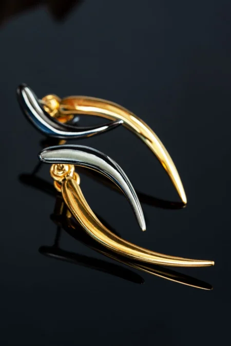 Minimal gold and black rhodium plated silver earrings main