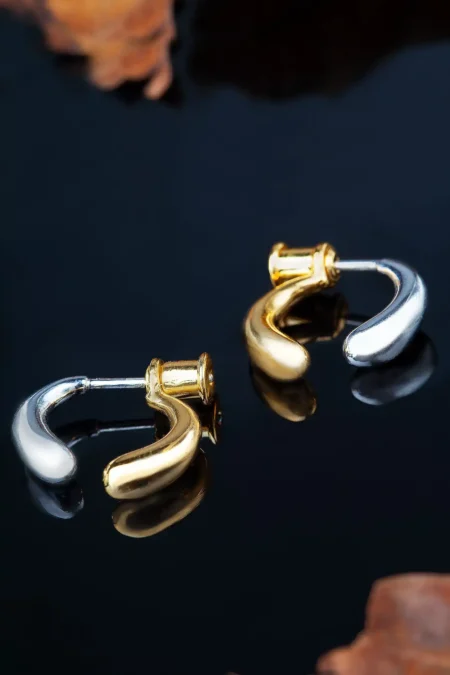 Drops gold and rhodium plated silver earrings gallery 2