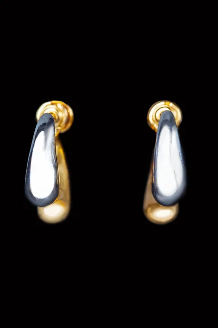 Drops gold and rhodium plated silver earrings gallery 1