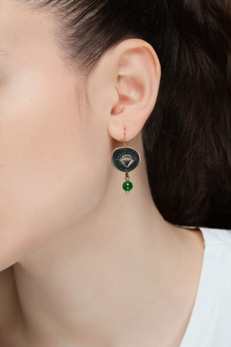 Χαραγμένα σκουλαρίκια με πράσινο χαλαζία gallery 1