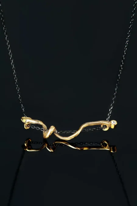 Snake gold and black rhodium plated silver necklace main