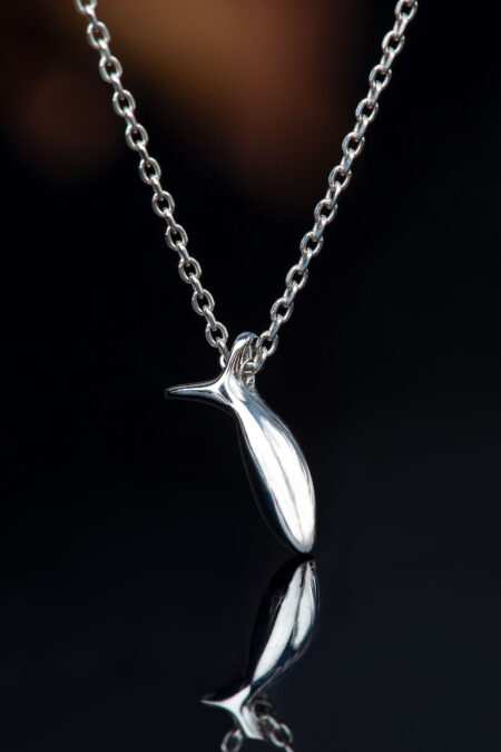Fish rhodium plated silver necklace main
