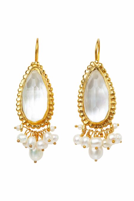 Mother of pearl gold plated silver earrings with pearls main