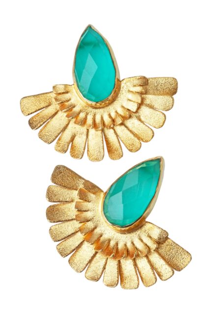 Chalcedony gold plated silver earrings gallery 1