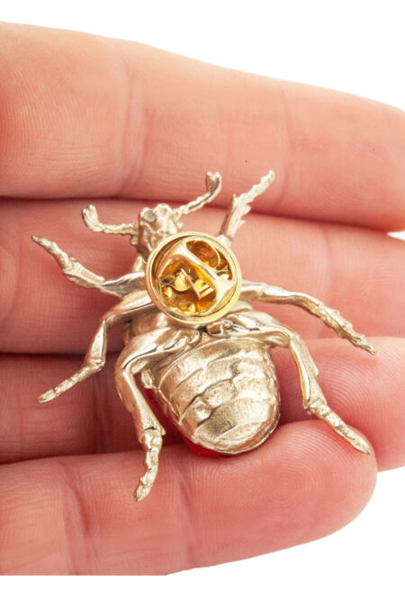 Beetle bronze brooch combined with red silk gallery 3
