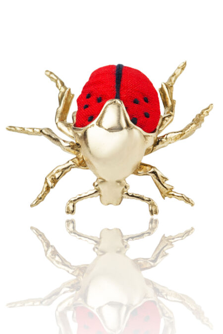 Beetle bronze brooch combined with red silk main