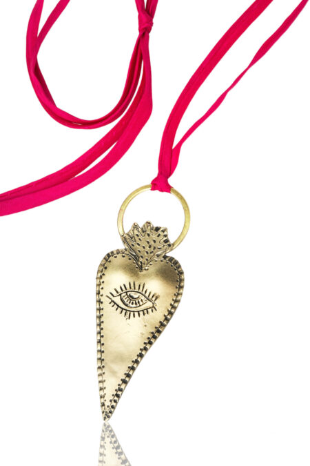 Heart handmade bronze long necklace gallery 2