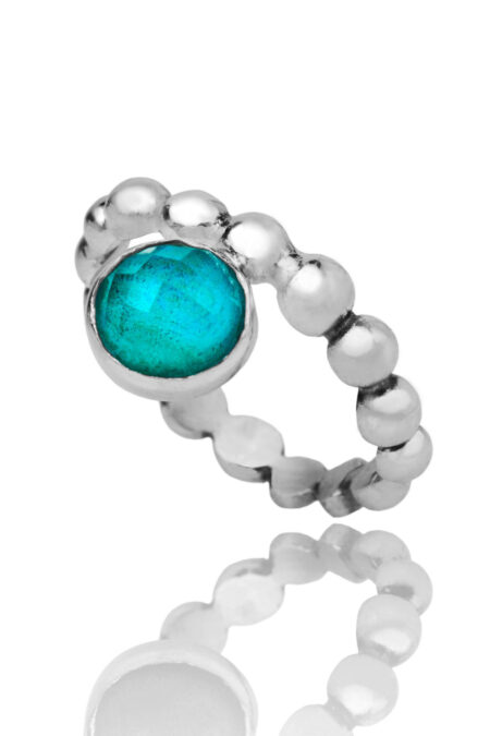 Chrysocolla silver bubble ring gallery 2