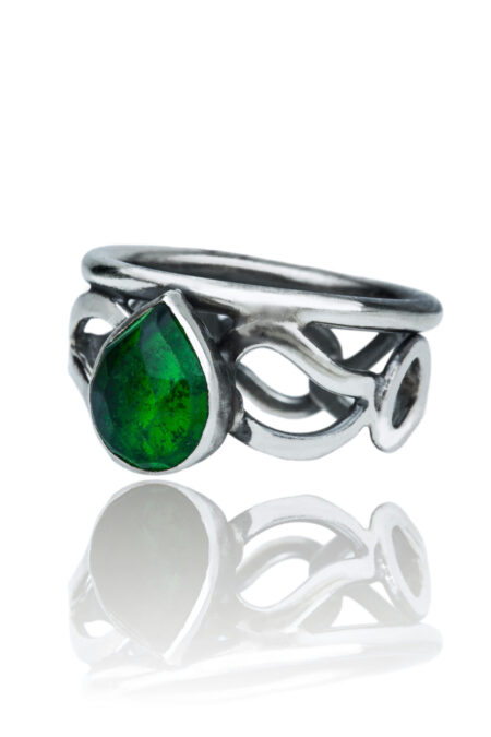 Tourmaline paisley oxidized silver ring gallery 3
