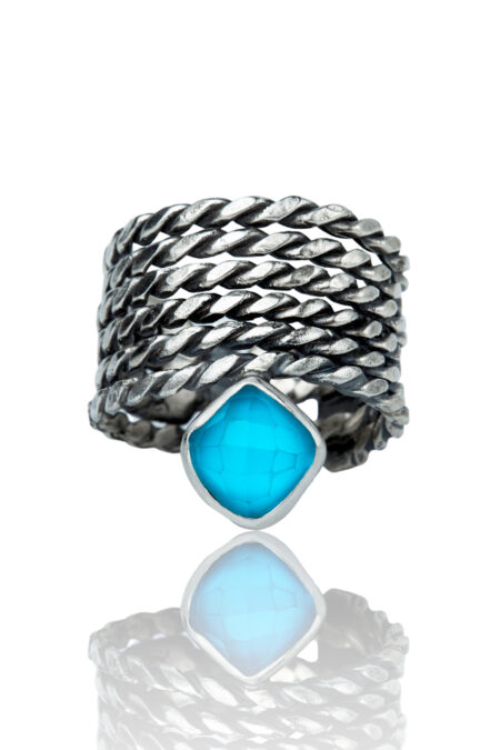 Turquoise handmade oxidized silver ring gallery 3
