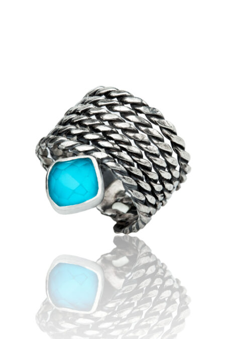 Turquoise handmade oxidized silver ring gallery 2