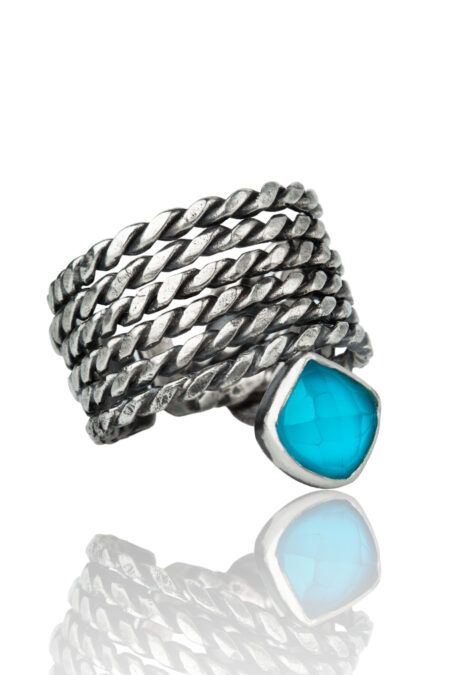Turquoise handmade oxidized silver ring main