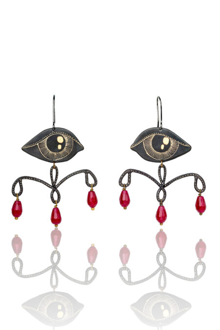 Eyes chandeliers handmade earrings with jade main