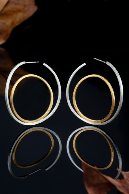 Handmade Jewellery | Minimal geometric handmade double silver hoops gallery 3